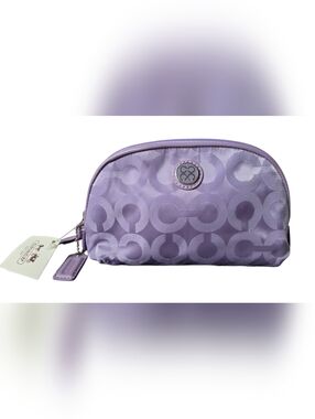 NWT Coach Y2K Purple Julia Nylon Signature Cosmetic Case no. 45093